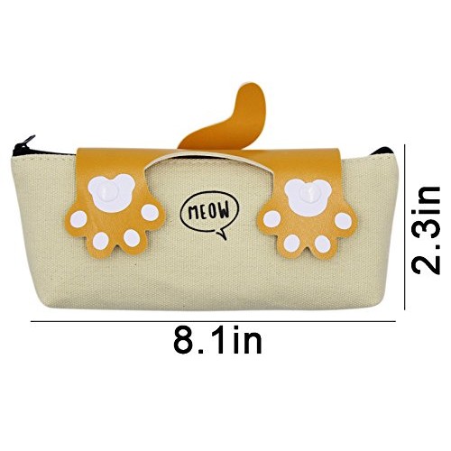 CC-US Canvas Pencil Case Holder Cat Paws Pen Box Zipper Stationery...