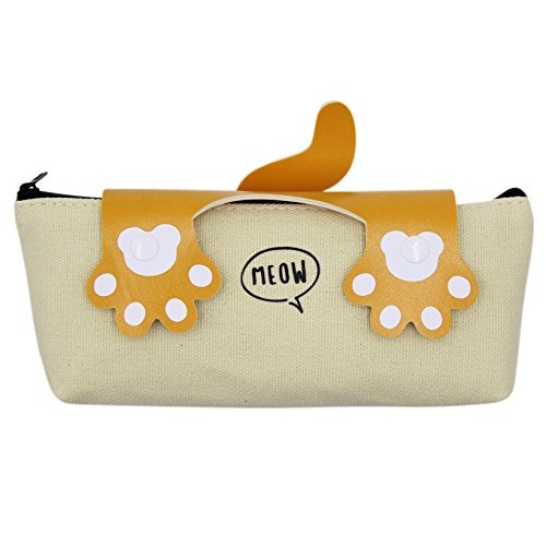CC-US Canvas Pencil Case Holder Cat Paws Pen Box Zipper Stationery...