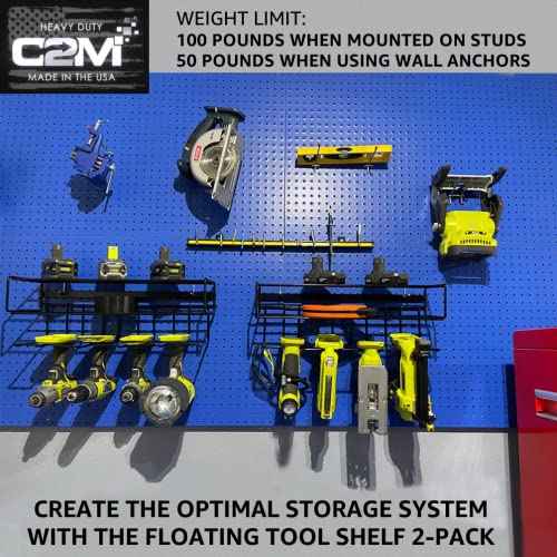 c2M Heavy Duty Floating Tool Shelf & Organizer | Wall Mounted Gara...