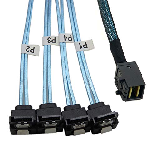 Cablecc Internal Mini SAS SFF-8643 Host to Angled 4 SATA Target Ha...