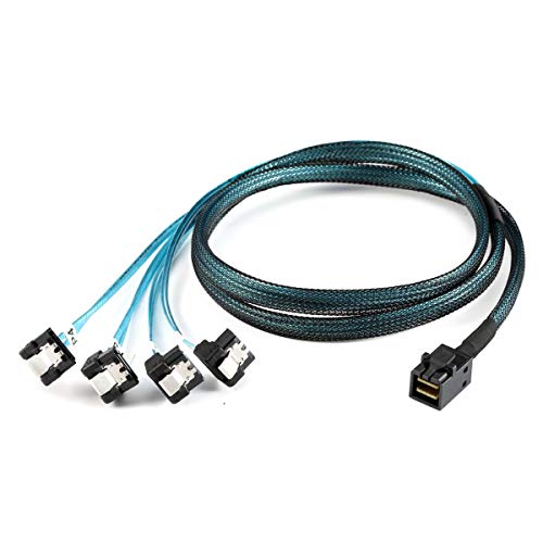 Cablecc Internal Mini SAS SFF-8643 Host to Angled 4 SATA Target Ha...