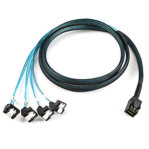 Cablecc Internal Mini SAS SFF-8643 Host to Angled 4 SATA Target Ha...
