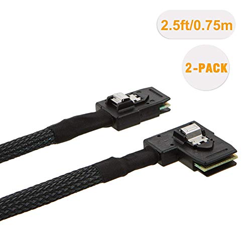 CableCreation 2 Pack Short Internal Mini SAS SFF-8087 to Right Ang...