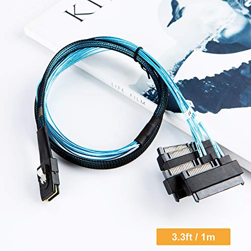 Mini SAS Cable with SATA Power, CableCreation Internal Mini SAS 36...
