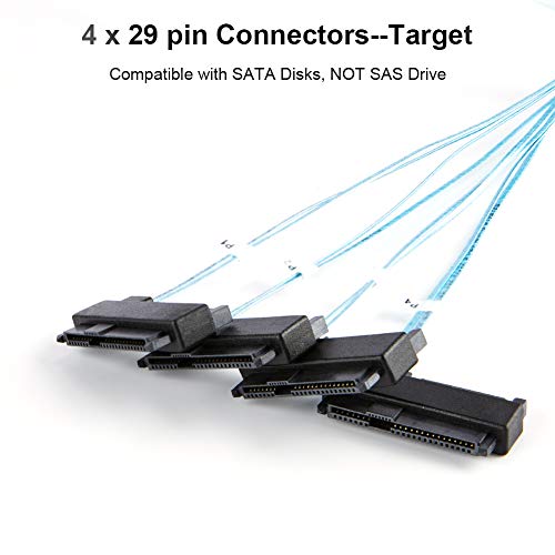 Mini SAS Cable with SATA Power, CableCreation Internal Mini SAS 36...