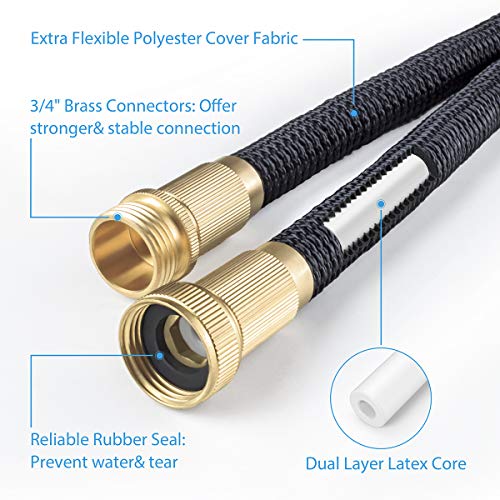 CACAGOO Garden Hose, 75 FT Lightweight Water Hose, 3/4 Solid Bras...