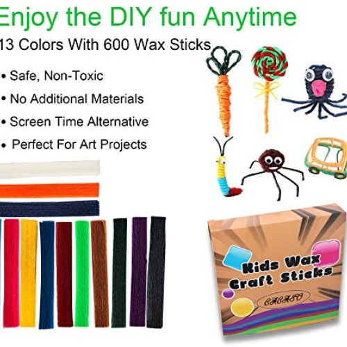 500 Piece Wax Craft Sticks for Kids -13 Colors, Non-Toxic Wax Stri...
