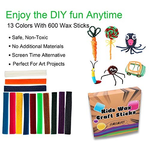500 Piece Wax Craft Sticks for Kids -13 Colors, Non-Toxic Wax Stri...