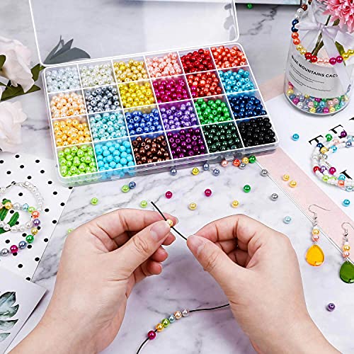 Pearl Beads for Jewelry Making, Caffox 1680PCS Round Colorful Pear...