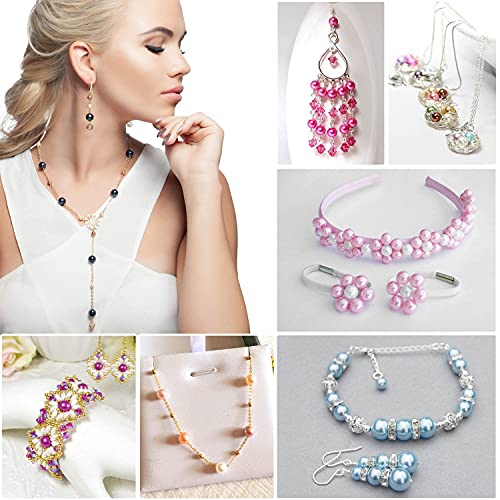 Pearl Beads for Jewelry Making, Caffox 1680PCS Round Colorful Pear...