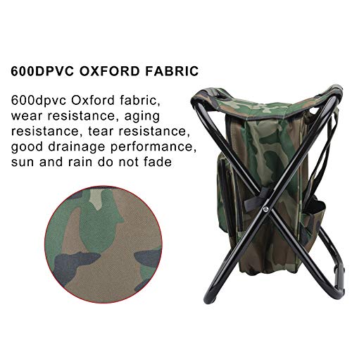 Folding Stool Backpack Insulated Cooler Bag, Collapsible Camping H...