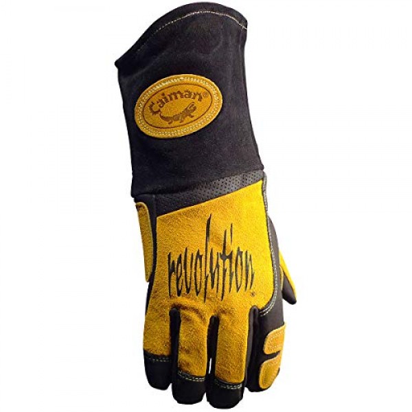 Caiman 1832-6 Extra Large Metal Inert Gas and Stick Welding Glove with Cowgrain Leather and Index Trigger Patch Cool Design Corrugated Foam 