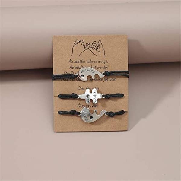 3Pcs Pinky Promise Love Heart Best Friend Bracelet Set Handmade Ad...