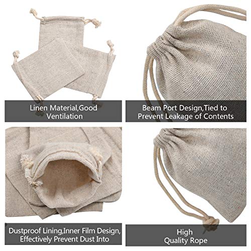Calary 50pcs Double Canvas Drawstring Gift Bag Cotton Pouch Gift S...