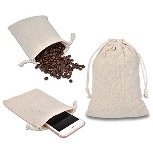 Calary 50pcs Double Canvas Drawstring Gift Bag Cotton Pouch Gift S...