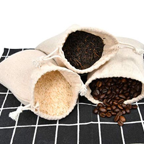 Calary 50pcs Double Canvas Drawstring Gift Bag Cotton Pouch Gift S...