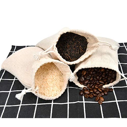Calary 50pcs Double Canvas Drawstring Gift Bag Cotton Pouch Gift S...