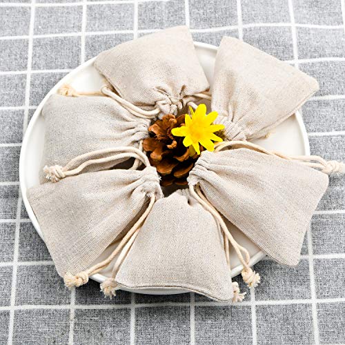 Calary 50pcs Double Canvas Drawstring Gift Bag Cotton Pouch Gift S...