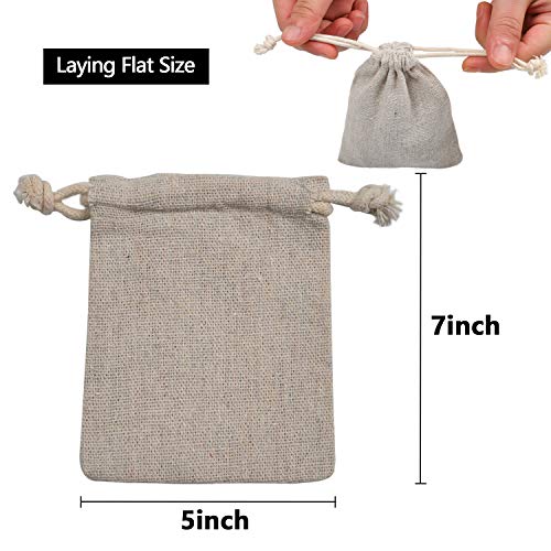 Calary 50pcs Double Canvas Drawstring Gift Bag Cotton Pouch Gift S...