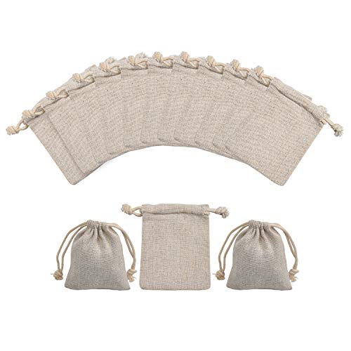 Calary 50pcs Double Canvas Drawstring Gift Bag Cotton Pouch Gift S...