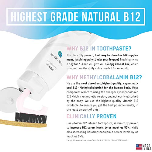 Cali White VEGAN WHITENING TOOTHPASTE with VITAMIN B12, Organic Mi...