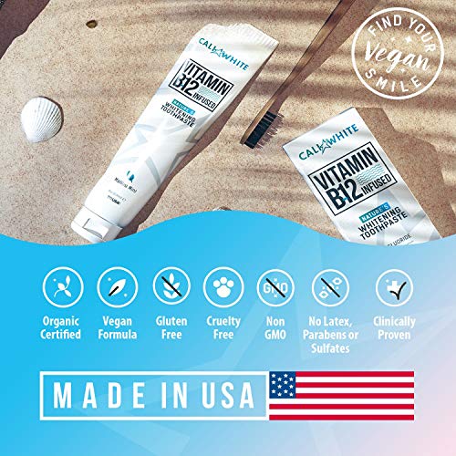 Cali White VEGAN WHITENING TOOTHPASTE with VITAMIN B12, Organic Mi...