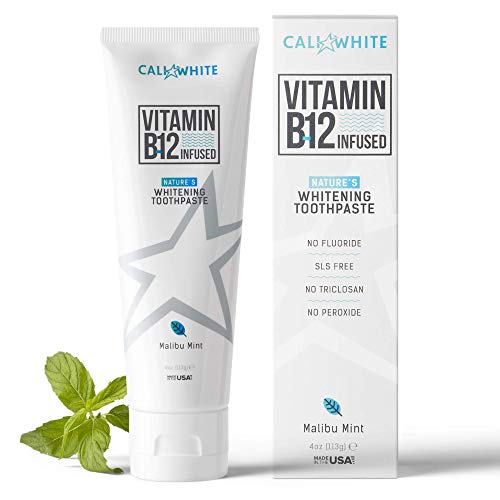 Cali White VEGAN WHITENING TOOTHPASTE with VITAMIN B12, Organic Mi...
