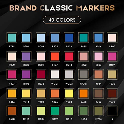 Caliart 40 Colors Dual Tip Art Markers Permanent Alcohol Based Mar...