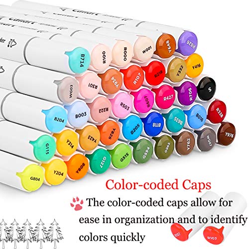 Caliart 40 Colors Dual Tip Art Markers Permanent Alcohol Based Mar...