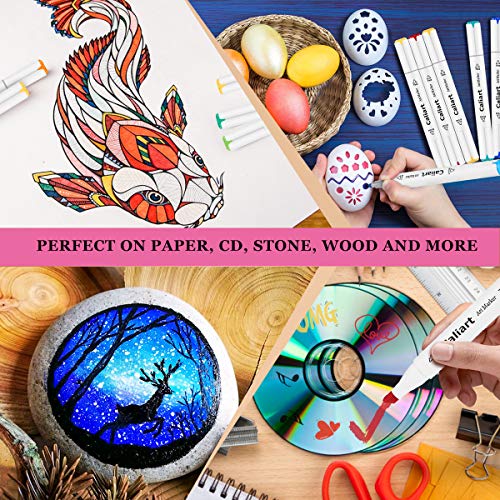Caliart 40 Colors Dual Tip Art Markers Permanent Alcohol Based Mar...
