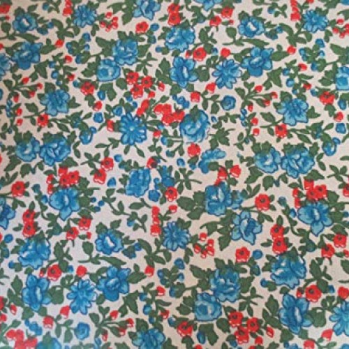 Springs Calico White with Blue Roses Cotton Fabric