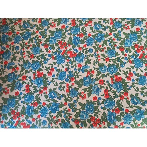 Springs Calico White with Blue Roses Cotton Fabric