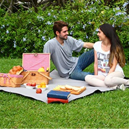 Picnic Basket Natural Woven Woodchip with Double Folding Handles |...