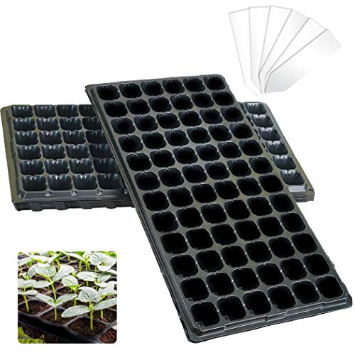 Combo Pack 15-Pack Seed Starter Trays and 100-Pack Plastic Plant...
