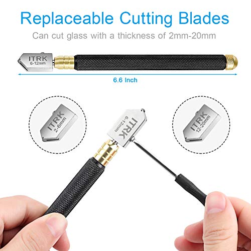 Glass Cutter 2mm-20mm, Upgrade Glass Cutter Tool, Pencil Style Oil...