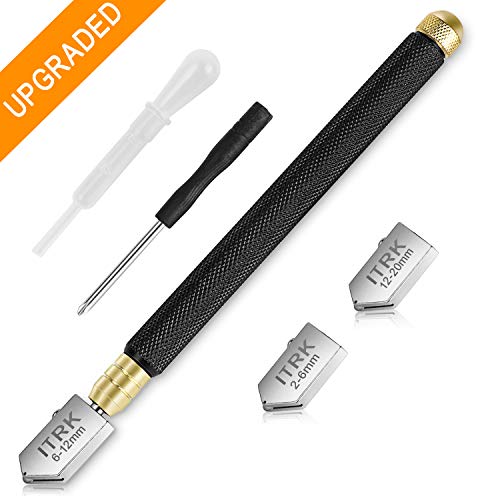 Glass Cutter 2mm-20mm, Upgrade Glass Cutter Tool, Pencil Style Oil...