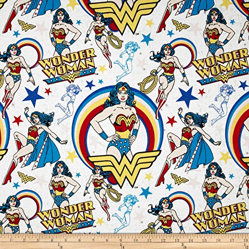 Wonder Woman Flannel White Fabric by The Yard