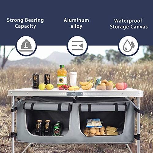 Camp Field Camping Folding Aluminum Table with Adjustable Legs for...