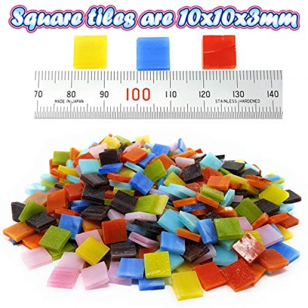 Colorful Mosaic Tiles - 480 Pieces Pack of Assorted Stained Glass ...