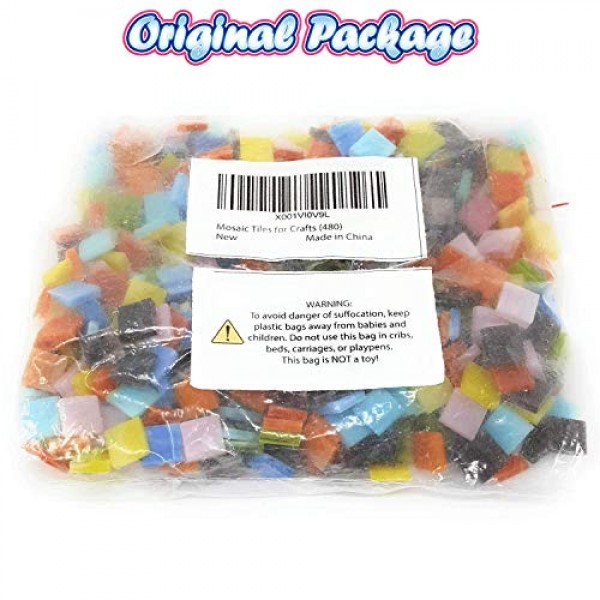 Colorful Mosaic Tiles - 480 Pieces Pack of Assorted Stained Glass ...