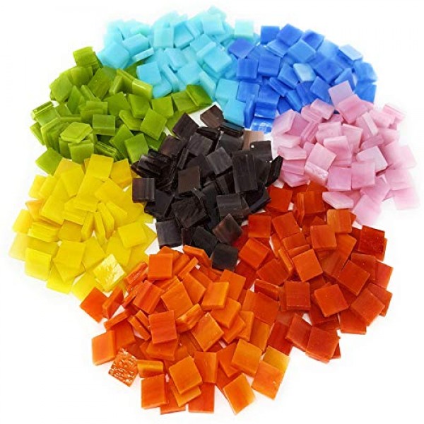 Colorful Mosaic Tiles - 480 Pieces Pack of Assorted Stained Glass ...