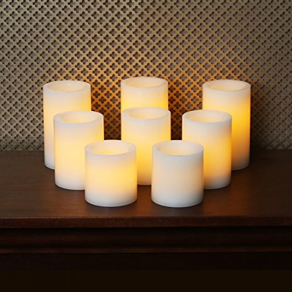 Candle Impressions Set of 8 Patented Faux Wick Cream Wax Battery O...