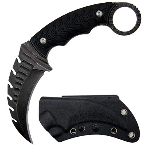 Canku C1110 Claw Knife, Fixed Blade Knife, D2 Steel Blade +G10 Han...