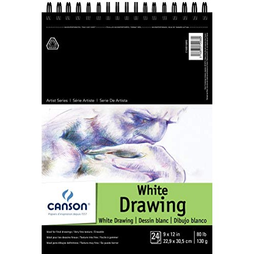 Canson Artist Series 1557 Pure White Drawing Paper Pad, Fine Textu...