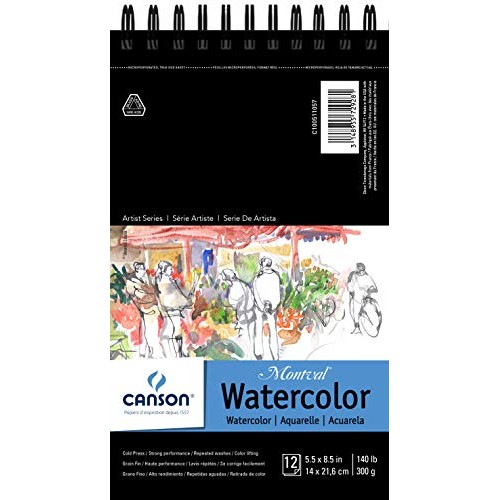 Canson Artist Series Montval Watercolor Pad, 5.5” x 8.5”, Top Wire...