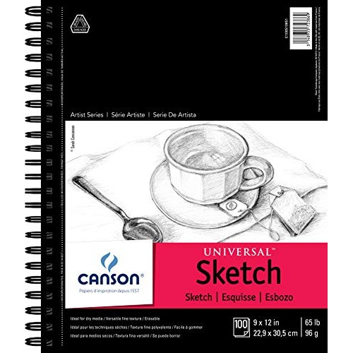 Canson Universal Sketch Pad, Side Wire Bound, 9 x 12, White