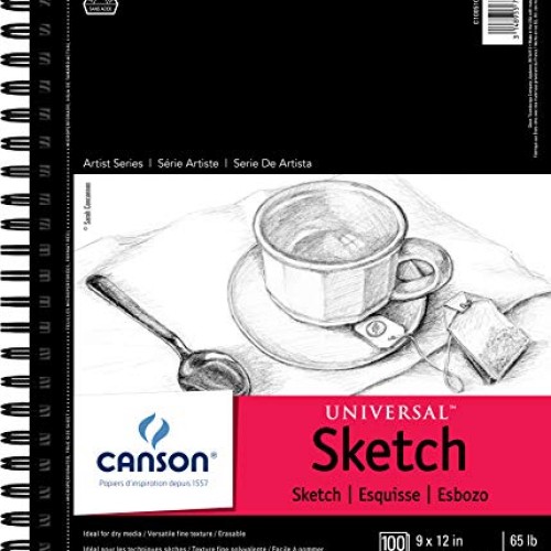 Canson Universal Sketch Pad, Side Wire Bound, 9 x 12, White