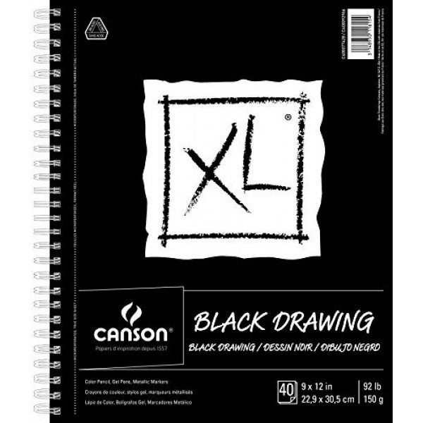 Canson XL Series Black Drawing Paper for Pencil, Acrylic Marker, O...