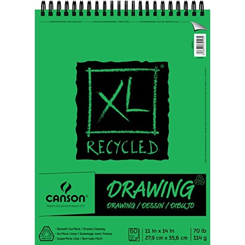 Canson XL Series Recycled Drawing Paper Pad, Top Wire Bound, 70 Po...