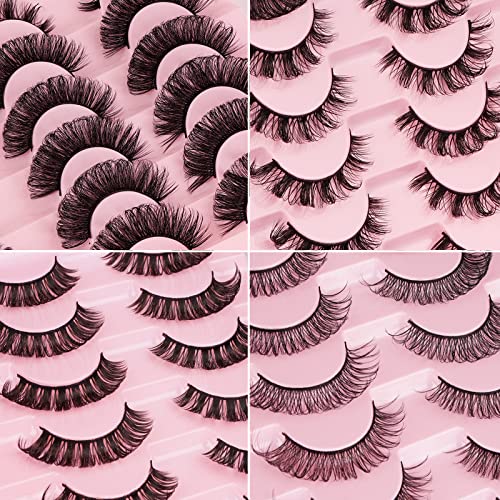 Russian Strip Lashes D Curl False Eyelashes, Wispy Fluffy Natural ...